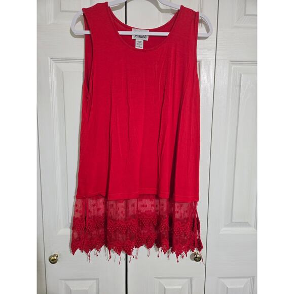 Anthony Richards large women's red top with lace underlay - Picture 1 of 8